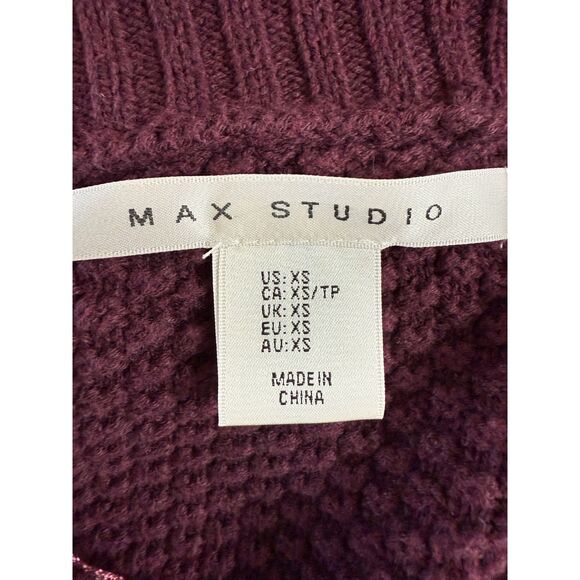 Max Studio Women's Longline Cardigan Sweater Open Front Pockets Burgundy Size XS - Picture 3 of 8